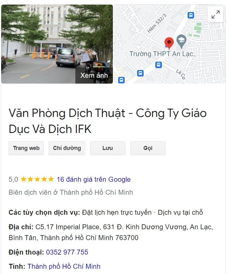 Công Ty Giáo Dục Và dịch thuật IFK tại bình tân