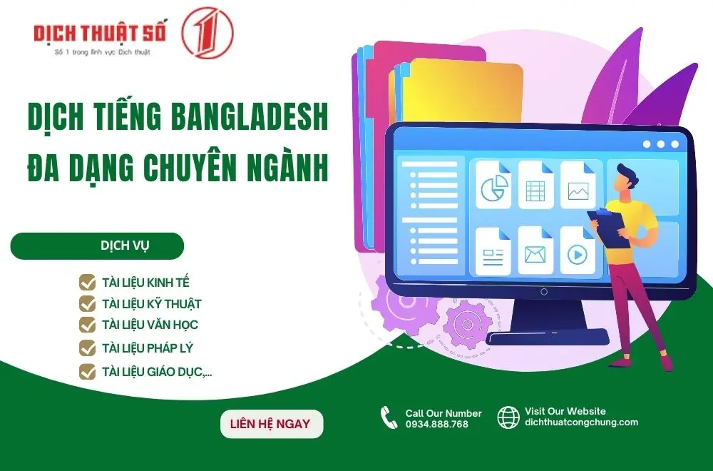 Dịch thuật tiếng Bangladesh đa dạng tài liệu