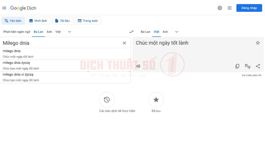 Google dịch từ tiếng Ba Lan sang tiếng Việt