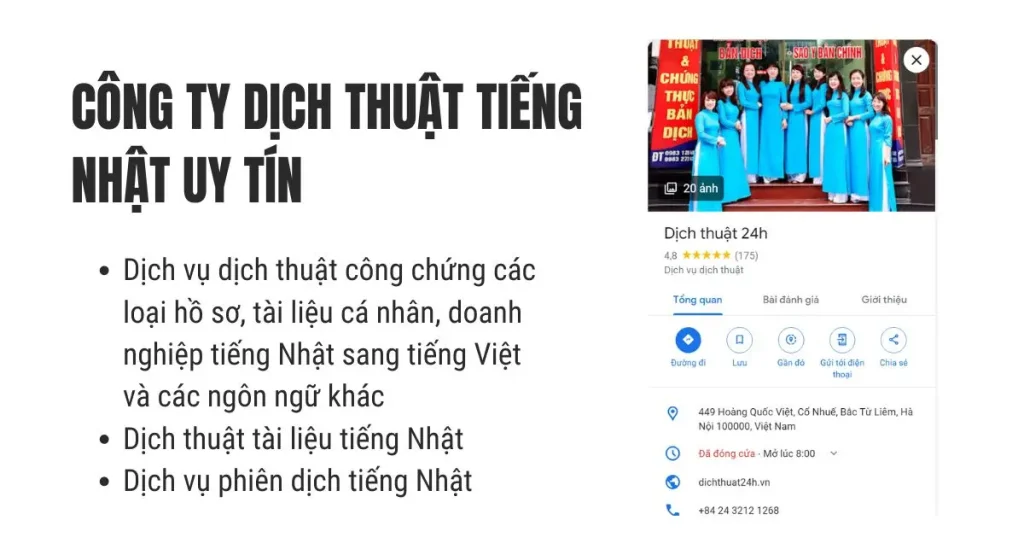 Trung tâm dịch thuật tiếng Nhật 24h Hà Nội