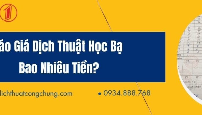 dịch thuật học bạ bao nhiêu tiền