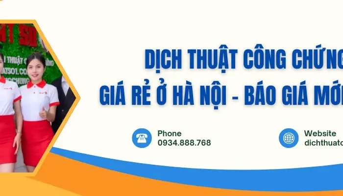 giá dịch thuật công chứng Hà Nội