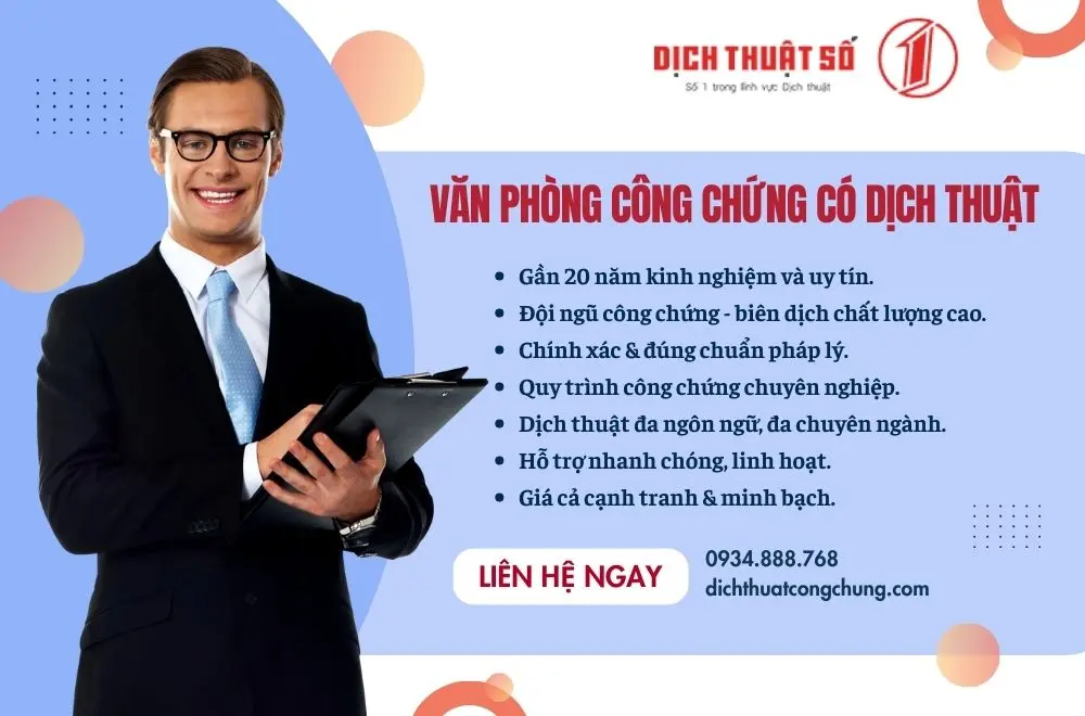 Địa chỉ công chứng có dịch thuật uy tín từ 2008