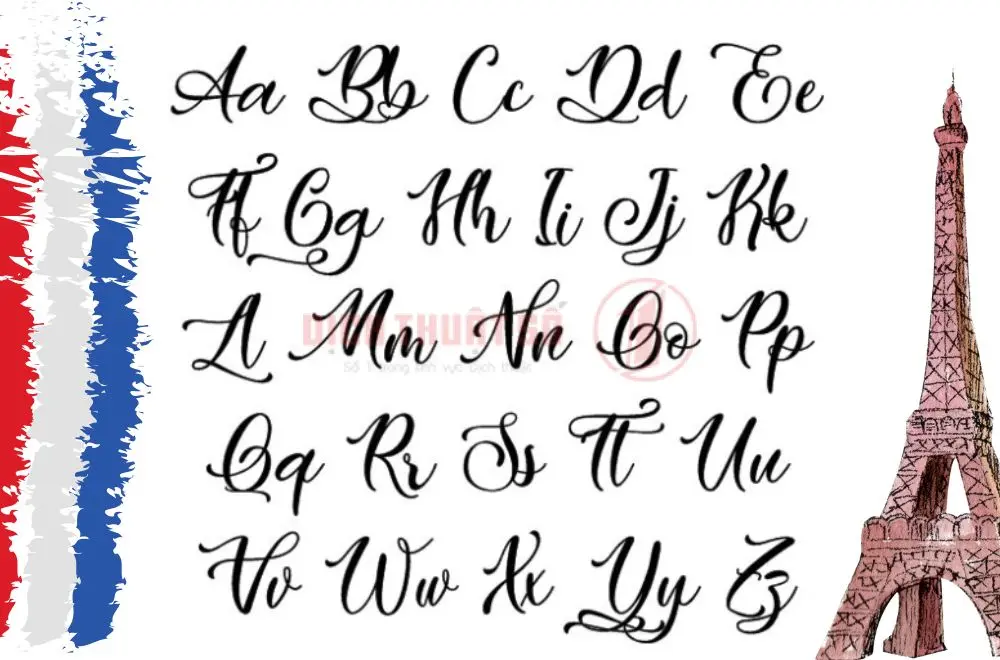 Mẫu bảng chữ cái tiếng Pháp viết tay đầy đủ: