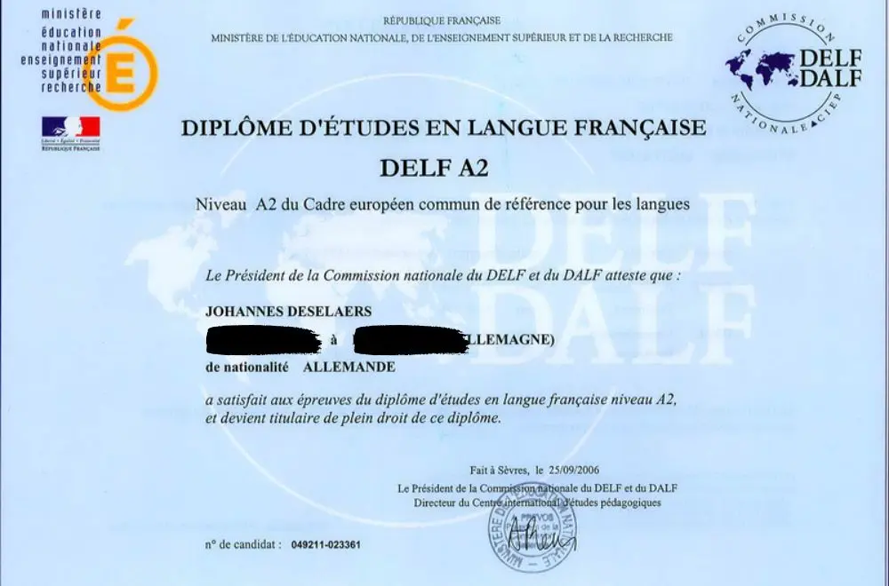 Chứng chỉ tiếng Pháp DELF
