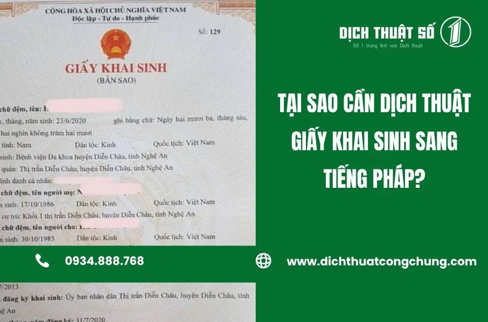 Tại sao cần dịch thuật giấy khai sinh sang tiếng Pháp?