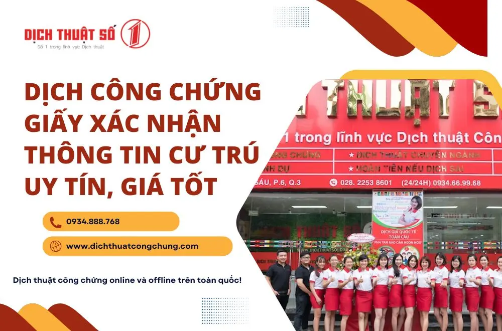 Dịch thuật công chứng Giấy xác nhận thông tin cư trú ở đâu uy tín?