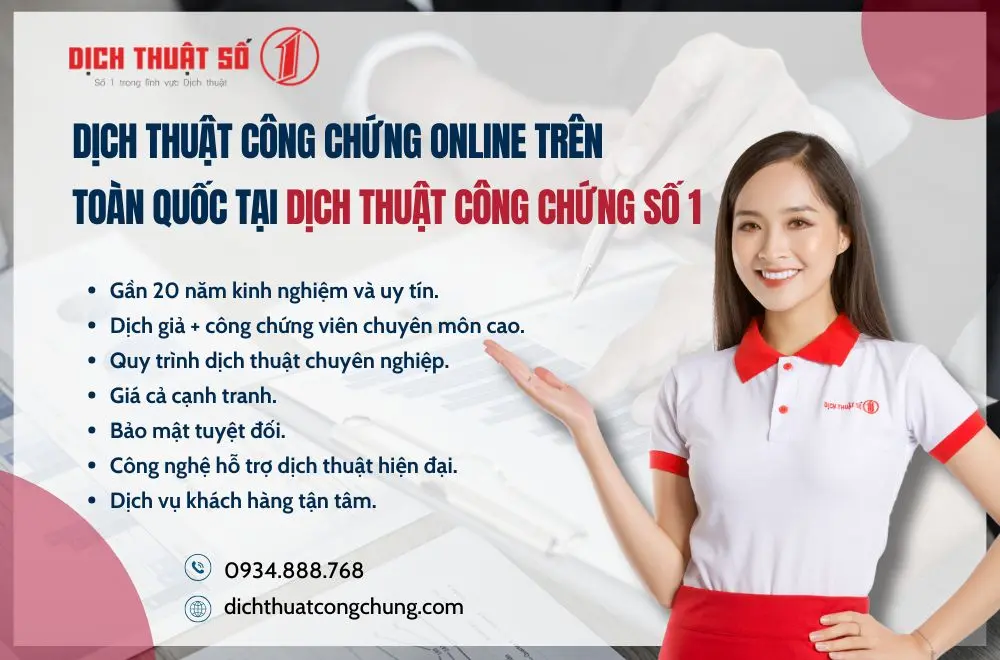 Dịch vụ dịch thuật công chứng online trên toàn quốc 