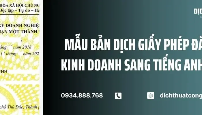 Mẫu Bản Dịch Thuật Giấy Phép Đăng Ký Kinh Doanh Sang Tiếng Anh