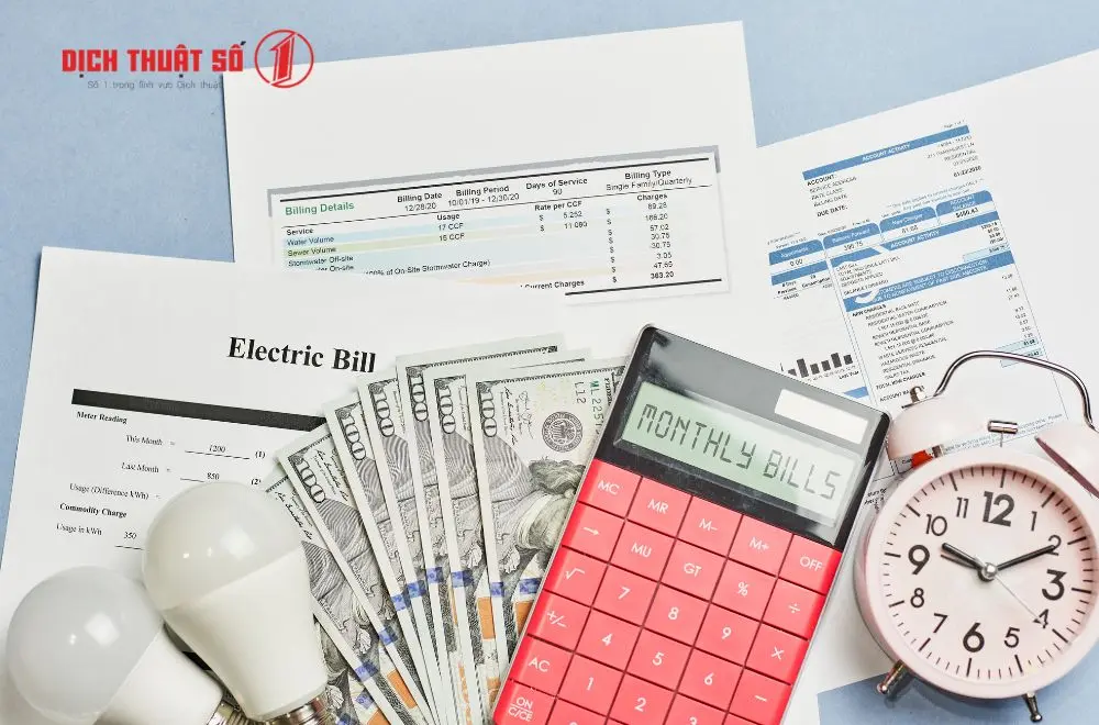 Các loại hóa đơn thường dịch thuật công chứng