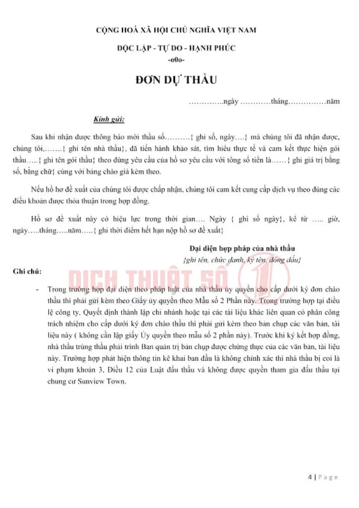 Dịch thuật công chứng hồ sơ dự thầu là gì?