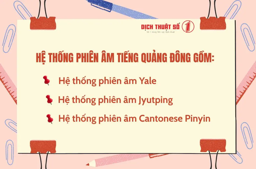 Các hệ thống phiên âm tiếng Quảng Đông phổ biến hiện nay