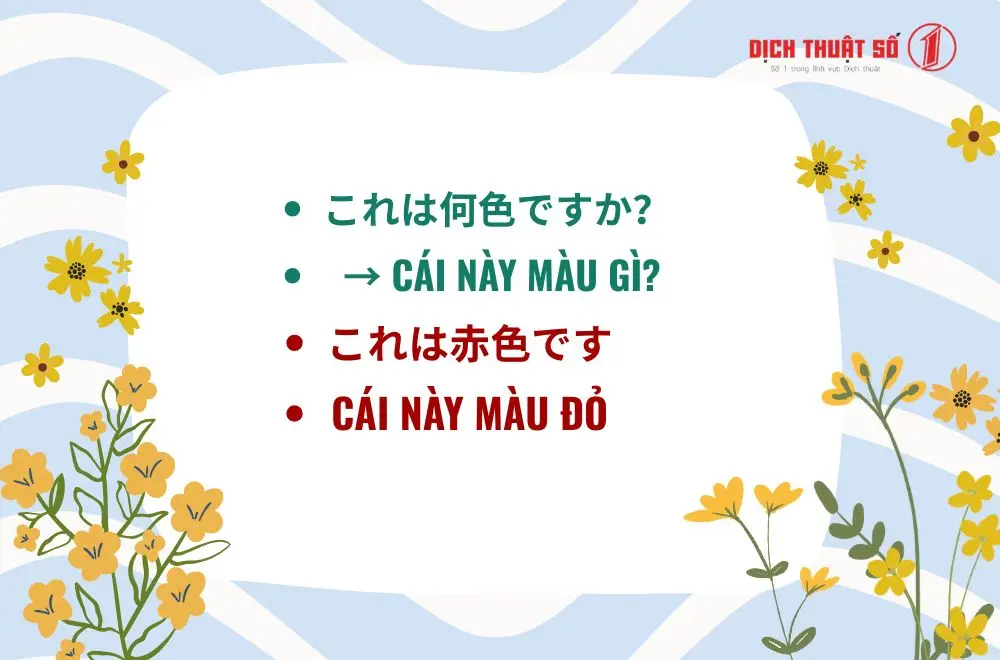 Cách hỏi và trả lời màu sắc trong tiếng Nhật