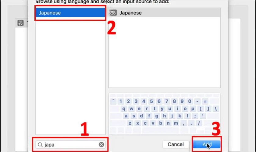 Bước 5 cách chuyển đổi bàn phím tiếng Nhật trên MacBook
