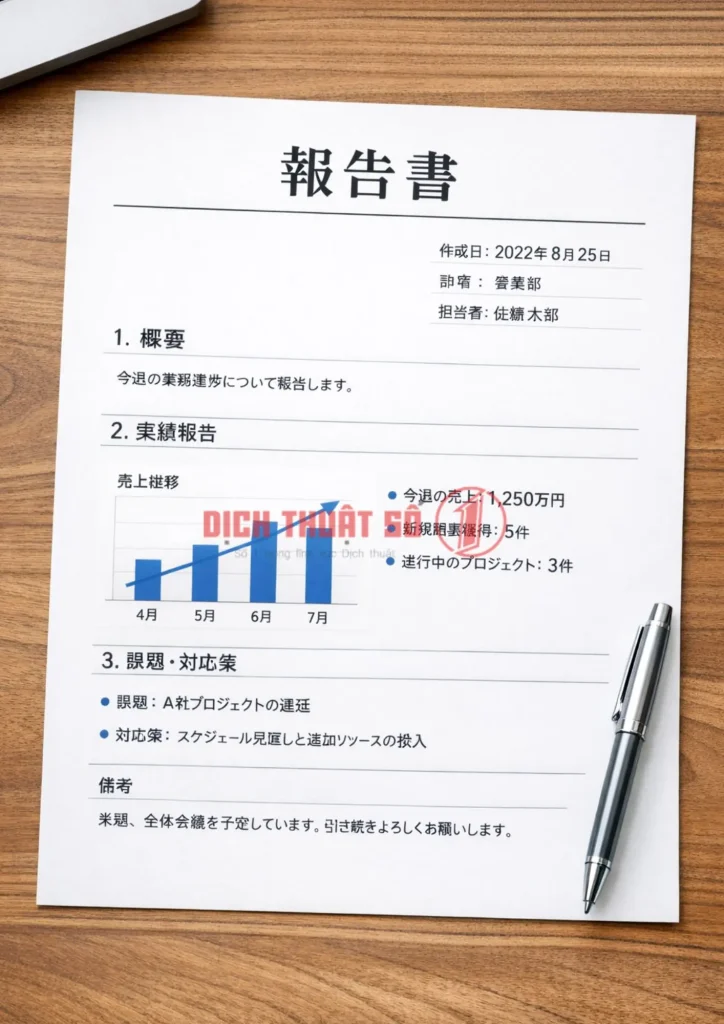 Các loại báo cáo bằng tiếng Nhật phổ biến hiện nay