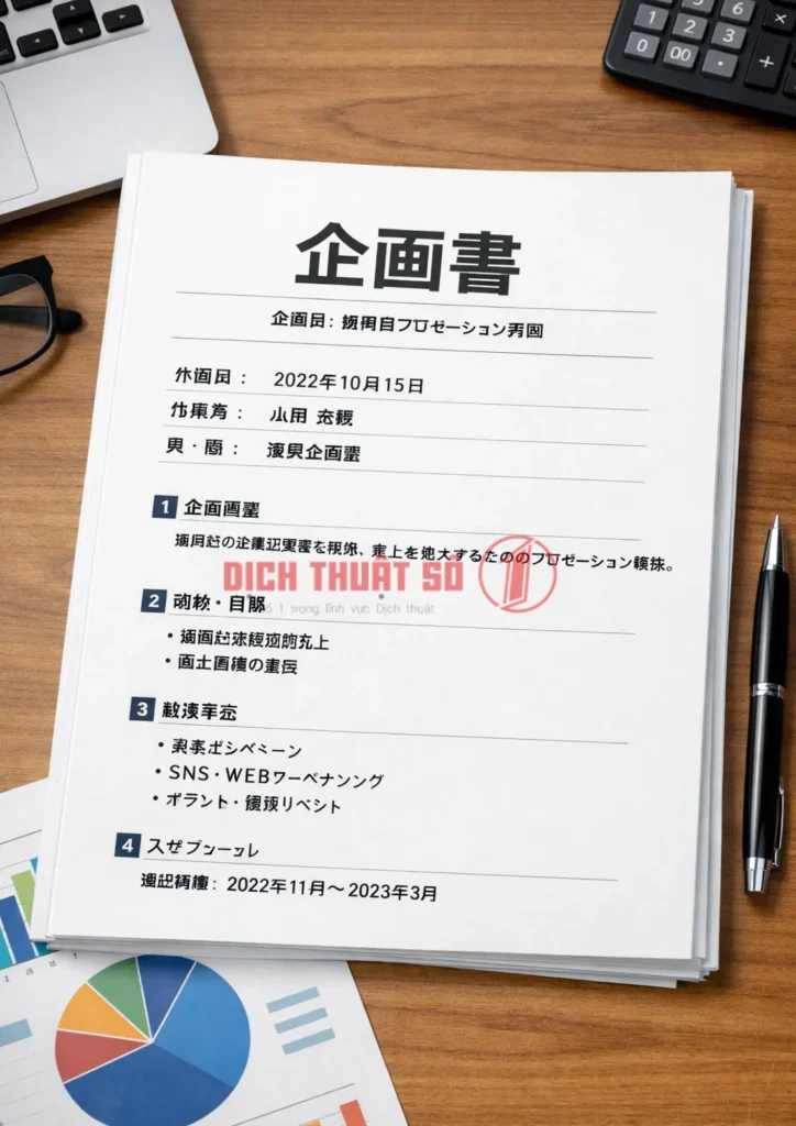 企画書 (Kikakusho) – Báo cáo đề xuất/kế hoạch